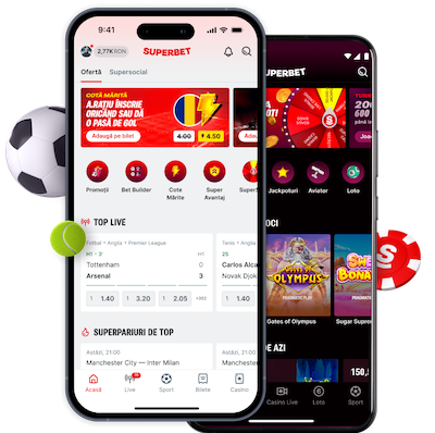 Aplicativo Superbet em dois celulares